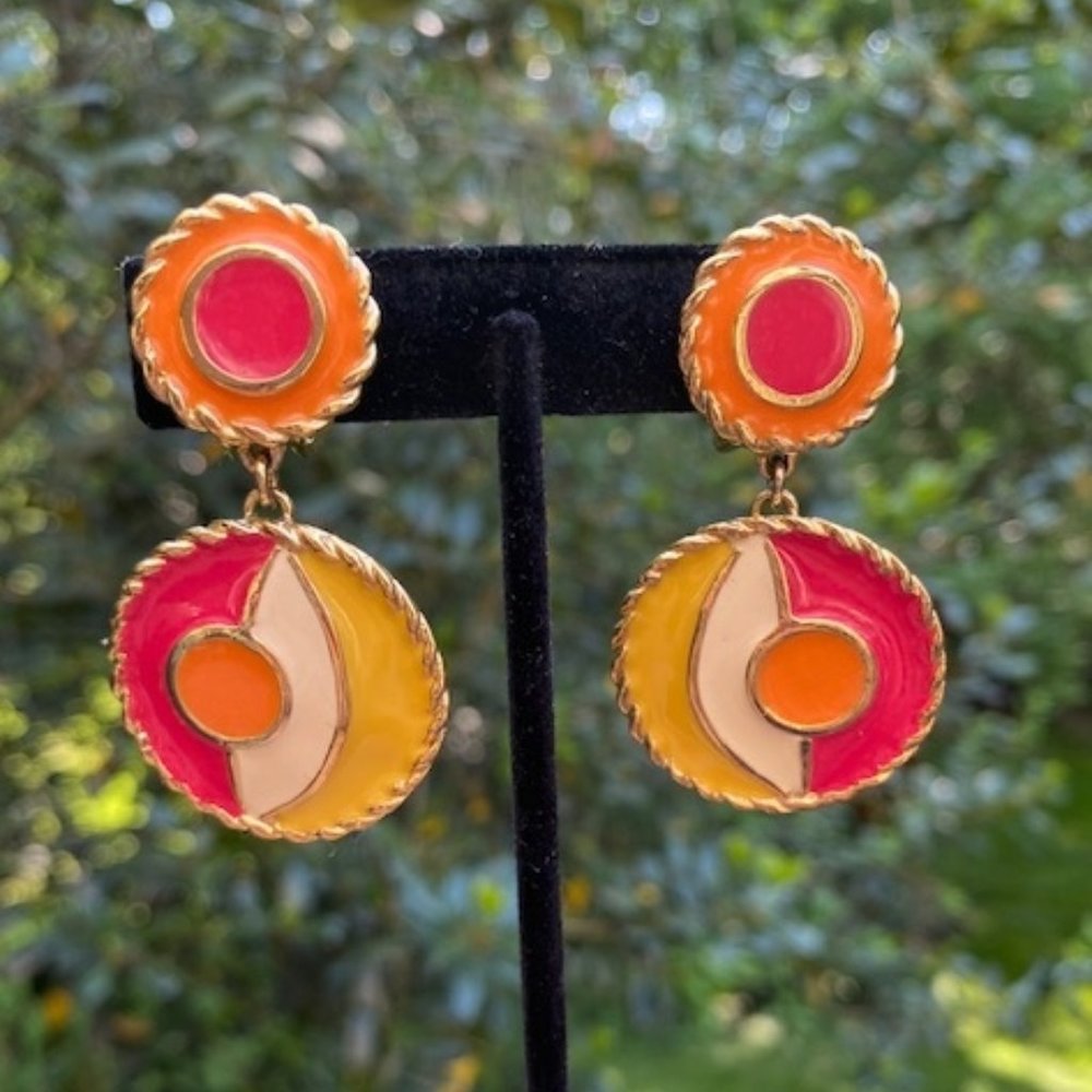 VTG ELLEN DESIGNS 80s Retro Drop EARRINGS